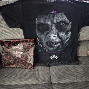 The Exorcist Graphic Tee with Matching Bag - Black & Gray